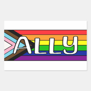 Sticker Rectangulaire Alliance LGBTQIA+   drapeau arc-en-ciel
