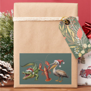 Sticker Rectangulaire Alligator Pélican Écrevisse Oie Animal de Noël
