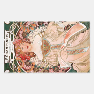 Sticker Rectangulaire Alphonse Mucha F. Champenois
