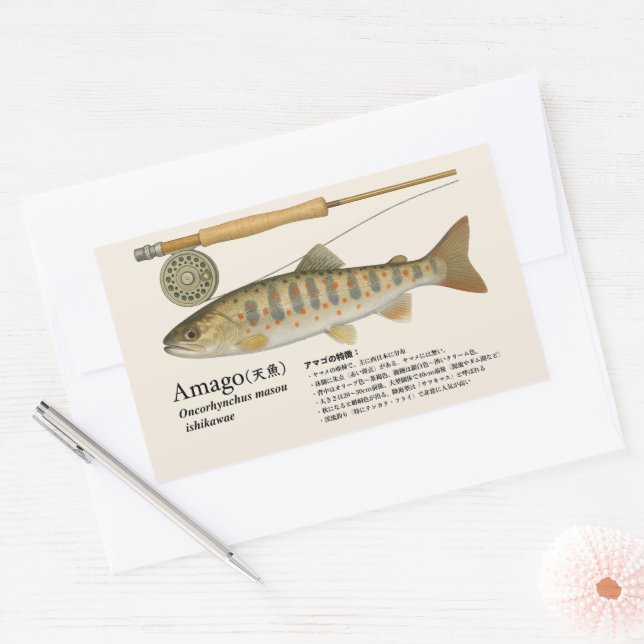 Sticker Rectangulaire Amago (Oncorhynchus masou ishikawae) – Japanese (Enveloppe)