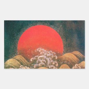 Sticker Rectangulaire AMATÉRASU, GODDESS SOLEIL, noir rouge