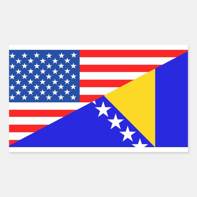 Sticker Rectangulaire américain bosnia herzégovine demi-drapeau (Devant)