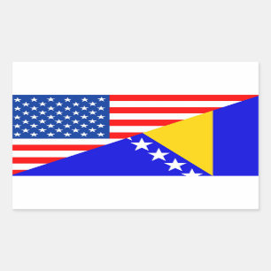 Sticker Rectangulaire américain bosnia herzégovine demi-drapeau