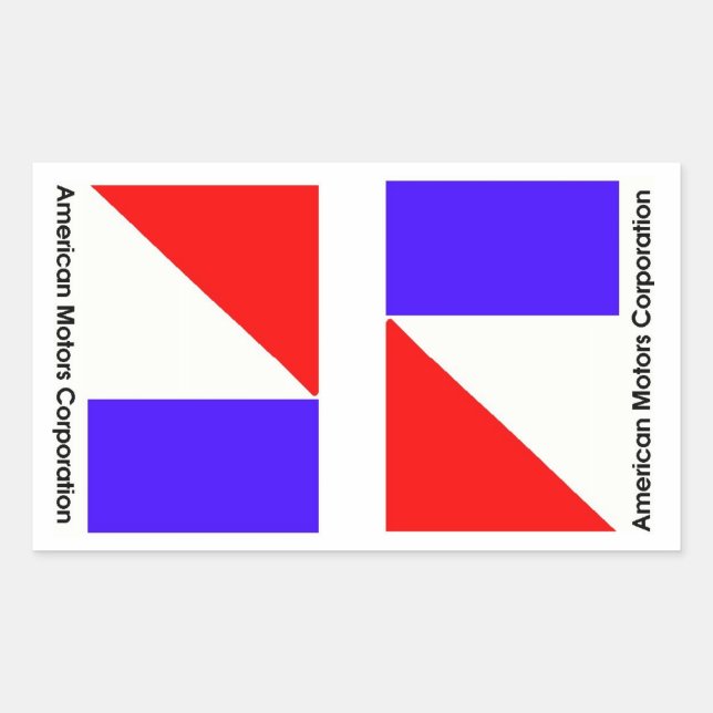 STICKER RECTANGULAIRE AMÉRICAIN MOTORS CORPORATION LOGOS RÉVISÉ (Devant)