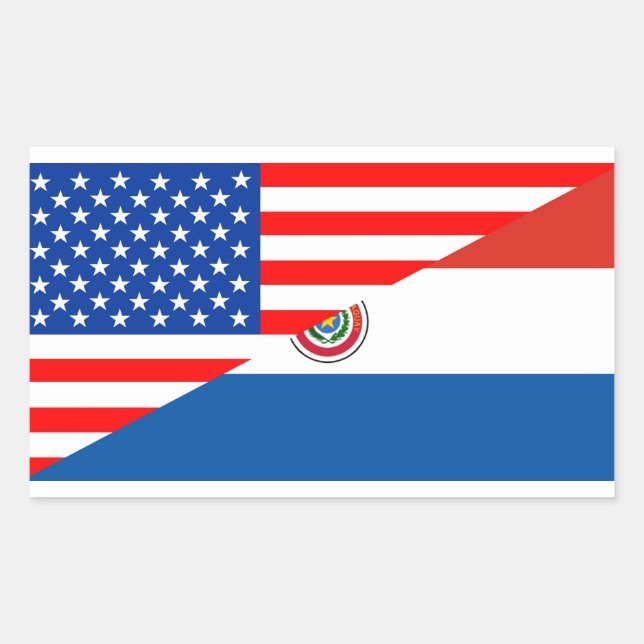 Sticker Rectangulaire américain paraguay demi drapeau américain (Devant)