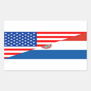 Sticker Rectangulaire américain paraguay demi drapeau américain