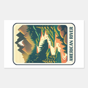 Sticker Rectangulaire American River California Colors