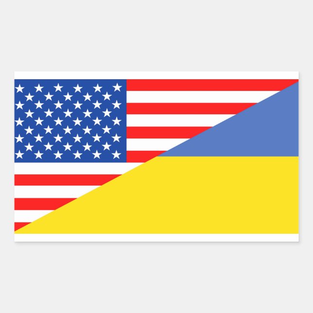 Sticker Rectangulaire amérique américaine ukraine demi-drapeau usa (Devant)