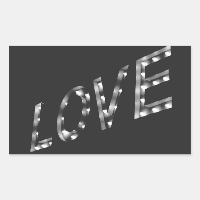 Sticker Rectangulaire AMOUR dans les lumières, Marque, signe, (Devant)