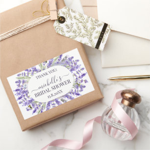 Sticker Rectangulaire Amour et Lavande   Élégant Faveur de Remerciement 