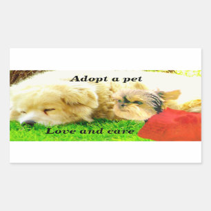 Sticker Rectangulaire Amour et soins, Chiens_