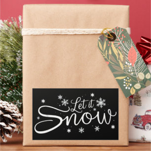 Sticker Rectangulaire Amoureux de neige Laissez tomber la neige Fête de