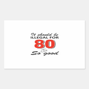 Sticker Rectangulaire Amusant 80ème anniversaire conceptions