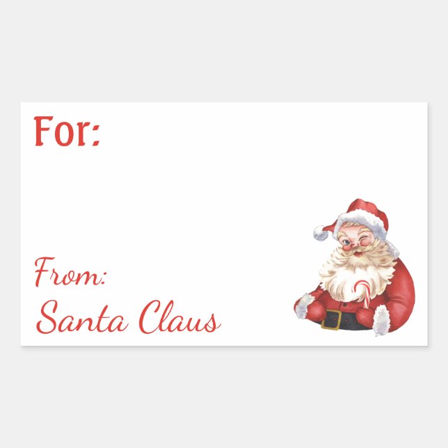 Sticker Rectangulaire Amusement de Santa Claus personnalisé NOM rectangl (Devant)