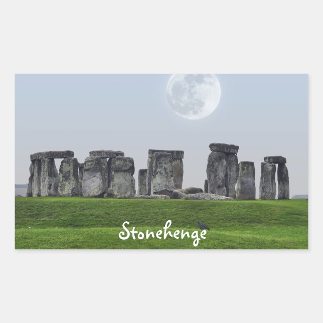 Sticker Rectangulaire Ancien Stonehenge et Moon Salisbury, Angleterre (Devant)