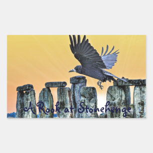 Sticker Rectangulaire Ancien Stonehenge & Rook Cadeau Corvid-lover