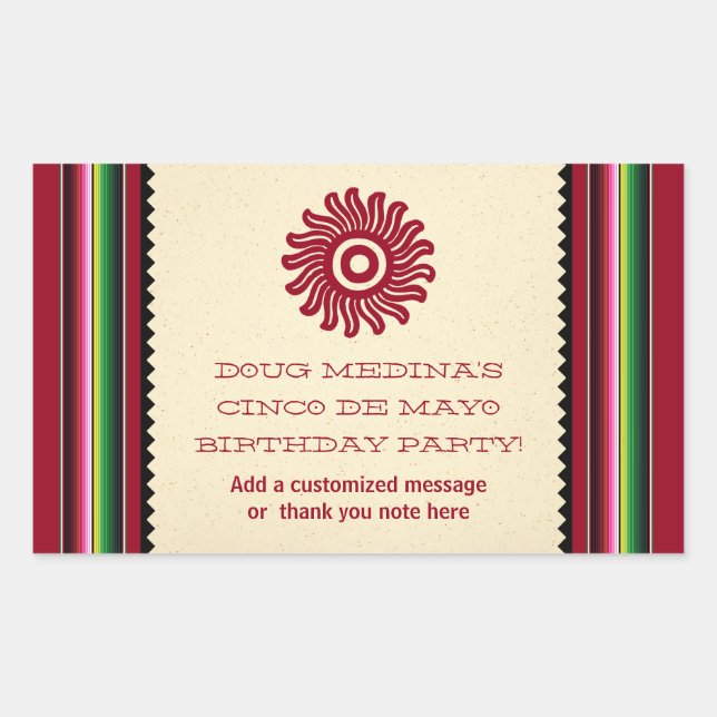 Sticker Rectangulaire Ancien Sun mexicain Serape (Devant)