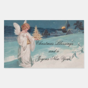 Sticker Rectangulaire Ange de Noël Vintage