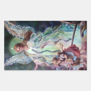 Sticker Rectangulaire ANGE GARDIEN C. 1900 rectangulaire