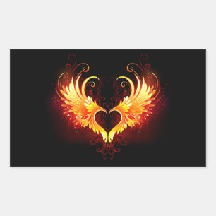 Sticker Rectangulaire Angel Fire Heart with Wings