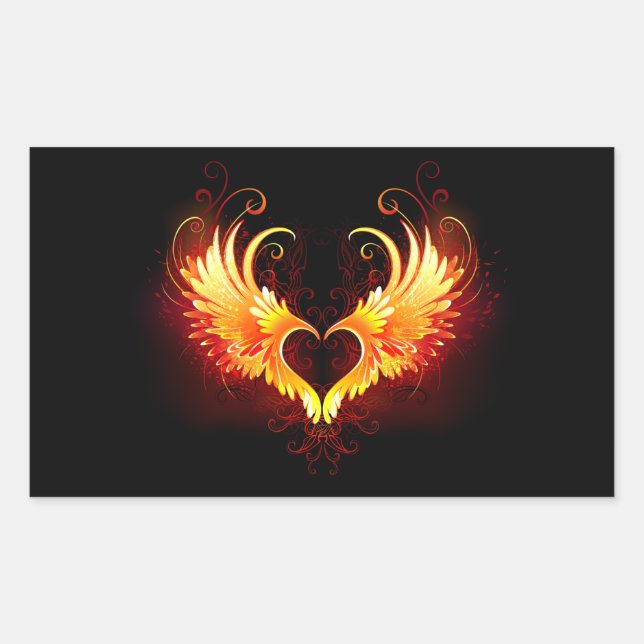 Sticker Rectangulaire Angel Fire Heart with Wings (Devant)
