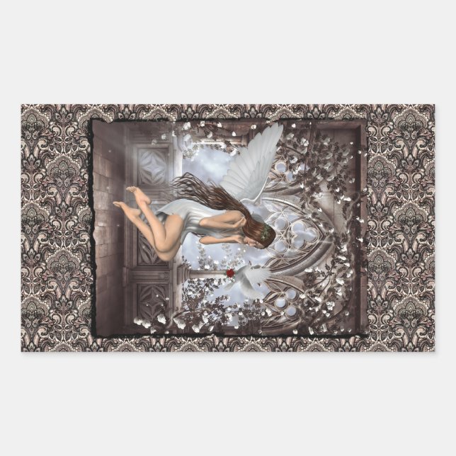 Sticker Rectangulaire Angel gothique et sa colombe (Devant)