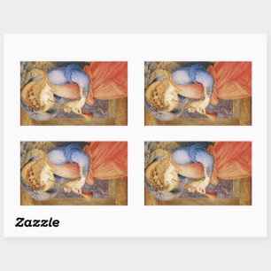 Sticker Rectangulaire Angel Playing a Flageolet (par Edward Burne-Jones)