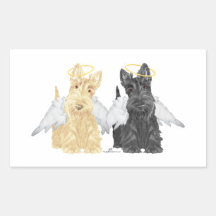 Sticker Rectangulaire Anges Terrier Écossais