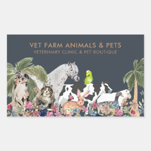 Sticker Rectangulaire Animal de ferme Chat Chien Oiseau Animal de compag