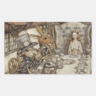 Sticker Rectangulaire Anniversaire d'Alice Fête d'anniversaire sans occa