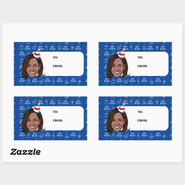 Sticker Rectangulaire Anniversaire de KAMALA HARRIS (Feuille)
