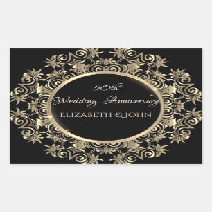 Sticker Rectangulaire Anniversaire de l'élégante perruque en or