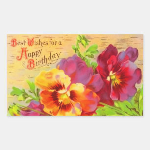Sticker Rectangulaire Anniversaire floral vintage