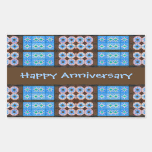 Sticker Rectangulaire Anniversaire heureux Brown de turquoise