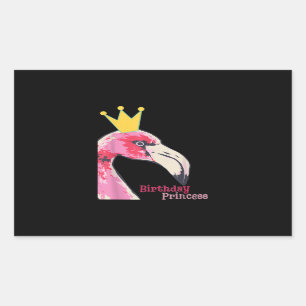 Sticker Rectangulaire Anniversaire Princesse Flamant rose fille   Flaman