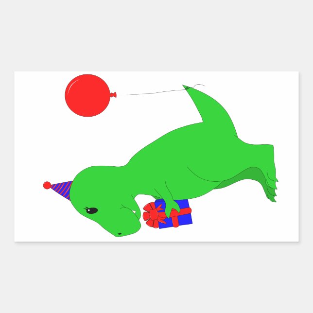 Sticker Rectangulaire Anniversaire T-Rex (Devant)