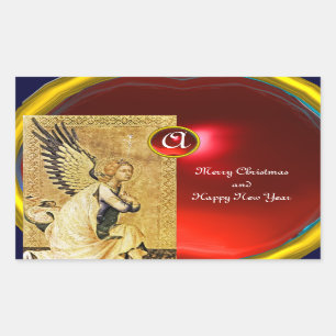 Sticker Rectangulaire ANNONCE ANGEL MONOGRAM, Ruby rouge