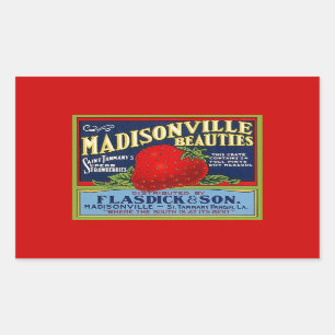 Sticker Rectangulaire Annonce vintage de fraise de LA de Madisonville