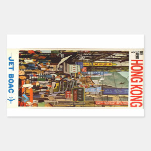 Sticker Rectangulaire Annonces vintages de voyage de Hong Kong Airline