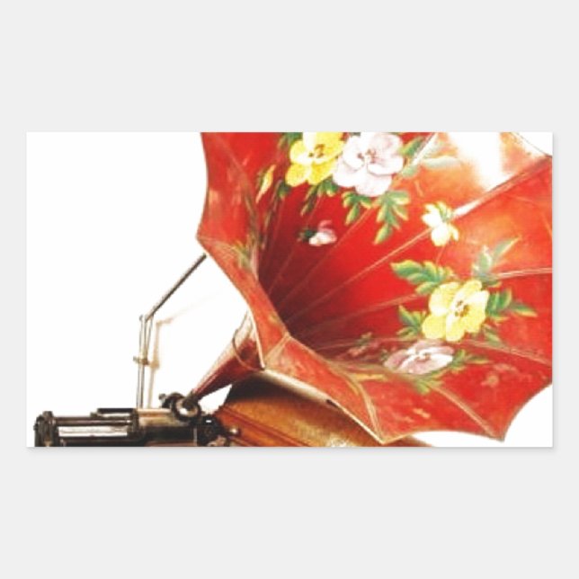 Sticker Rectangulaire Antique Edison Accueil Phonographe Nouveautés Cade (Devant)