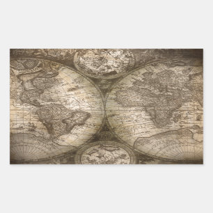 Sticker Rectangulaire Antique Historique Ancien Monde Atlas Continents