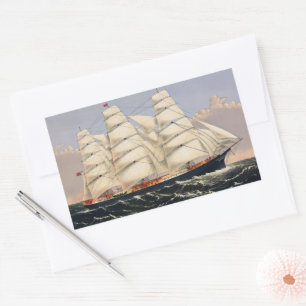 Sticker Rectangulaire Antique Navire de Navigation Maritime Currier & Iv