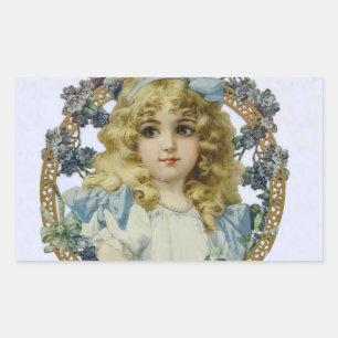 Sticker Rectangulaire Antique Petite fille Portrait enfant Beau