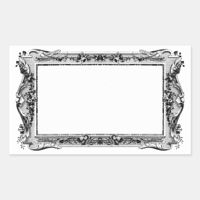Sticker Rectangulaire Antique Vintage Intricable Cadre Etching (Devant)