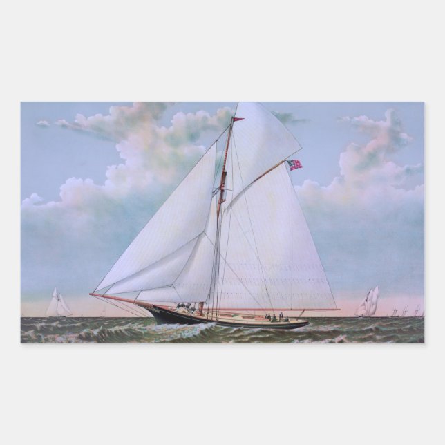 Sticker Rectangulaire Antique voilier Slot Yacht Voilier Ocean (Devant)