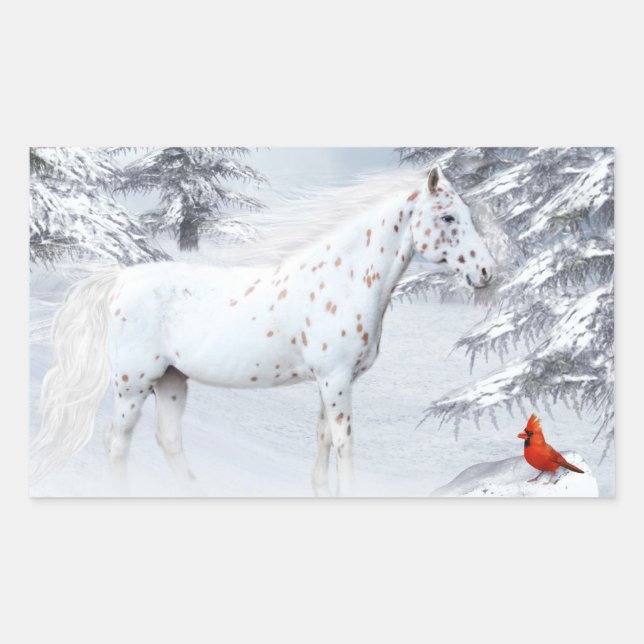 Sticker Rectangulaire Apaloosa d'hiver (Devant)
