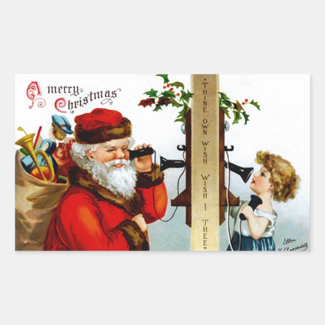 Sticker Rectangulaire Appel à Père Noël (Devant)