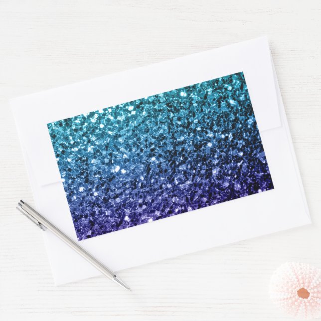 Sticker Rectangulaire Aqua blue Ombre faux scintillants de parties scint (Enveloppe)