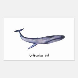 Sticker Rectangulaire Aquarelle Baleine bleue