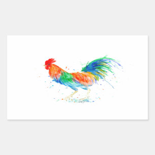 Sticker Rectangulaire Aquarelle Bright Roster Print